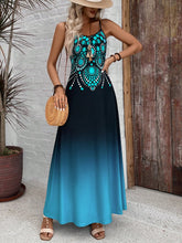 Vestido Longo Ombre Com Estampa Boho E Alças Finas