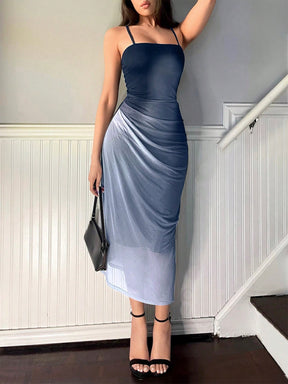 Vestido Midi Slip Dress Justo Draped Lateral Elegante