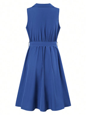 Vestido Midi Chemise Social Com Gola Lapela
