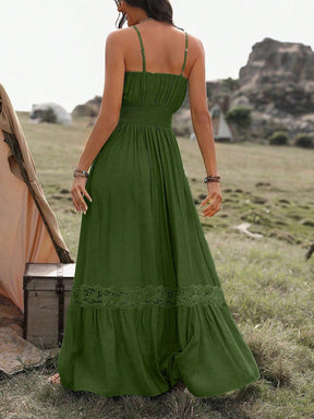 Vestido Longo De Alça Com Detalhe Rendado Boho