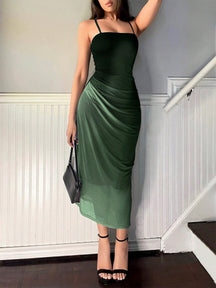Vestido Midi Slip Dress Justo Draped Lateral Elegante