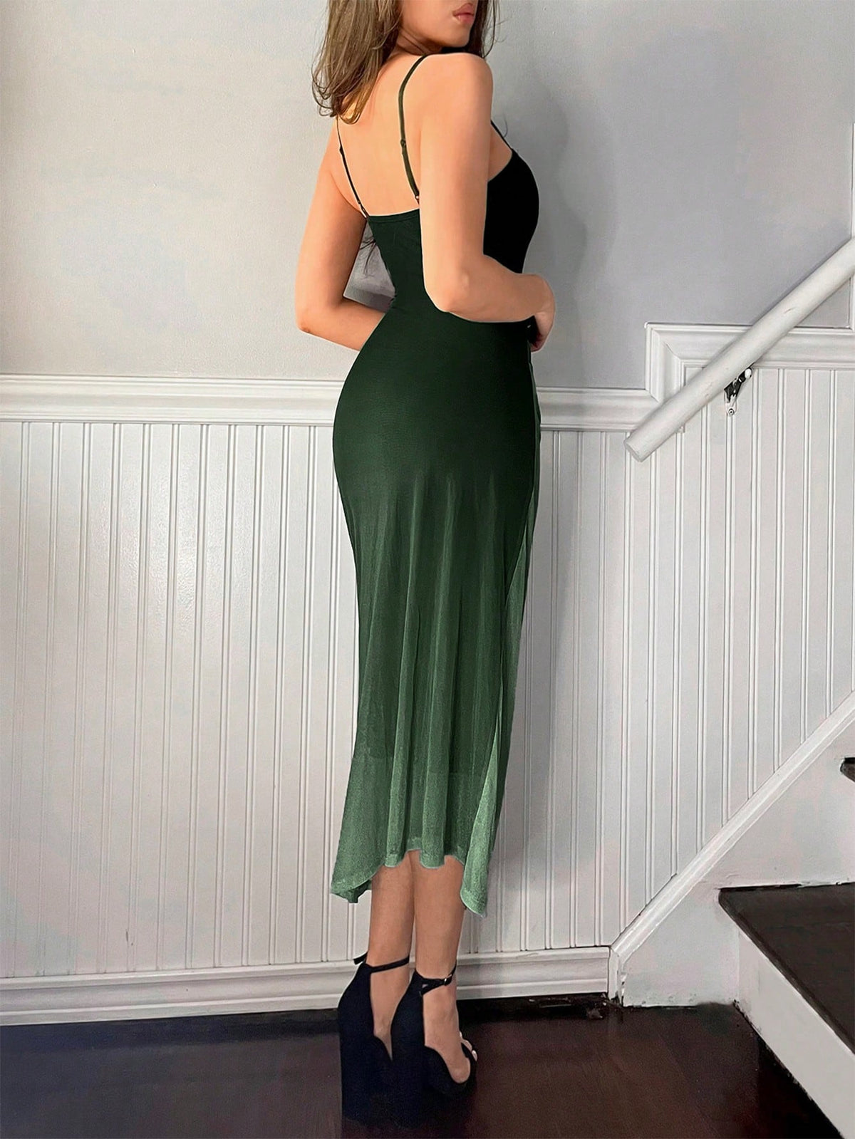 Vestido Midi Slip Dress Justo Draped Lateral Elegante