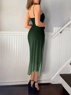 Vestido Midi Slip Dress Justo Draped Lateral Elegante