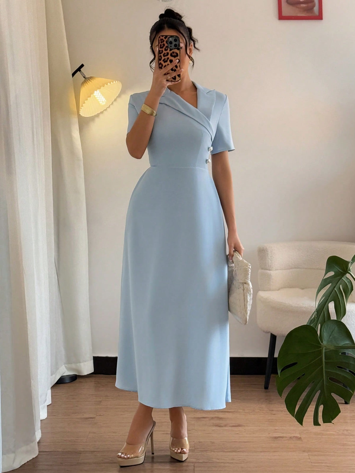 Vestido Longo Evasê Elegante Decote Transpassado