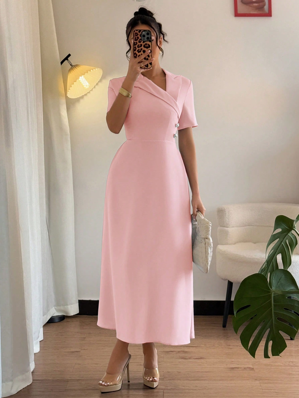 Vestido Longo Evasê Elegante Decote Transpassado