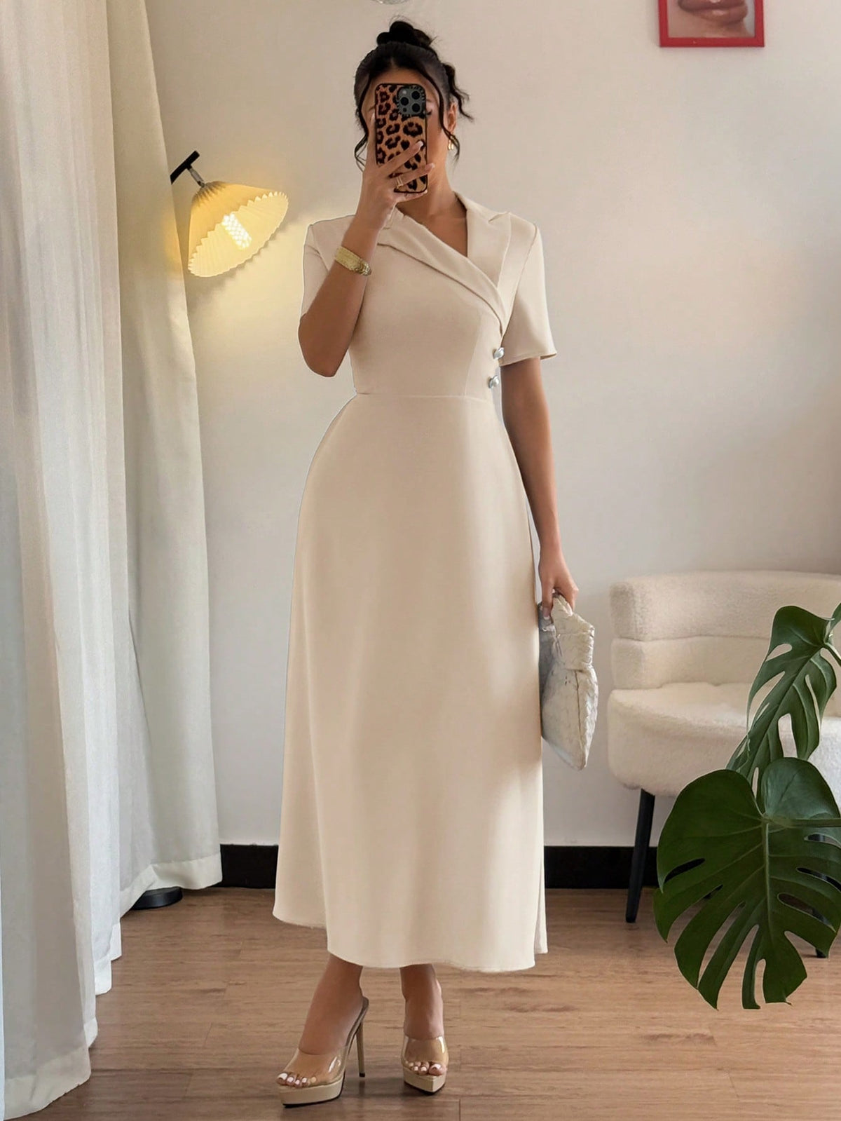 Vestido Longo Evasê Elegante Decote Transpassado
