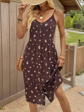 Vestido Midi De Alças Estampa Floral Com Botões Frontais
