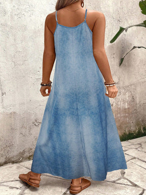 Vestido Longo Estampado Floral Alças Finas Estilo Boho