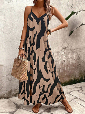 Vestido Longo Estampado Soltinho Com Alças Finas
