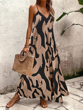 Vestido Longo Estampado Soltinho Com Alças Finas