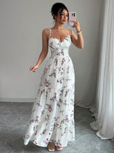 Vestido Longo Estampado Floral Com Alças Finas Ajustáveis