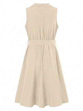 Vestido Midi Chemise Social Com Gola Lapela