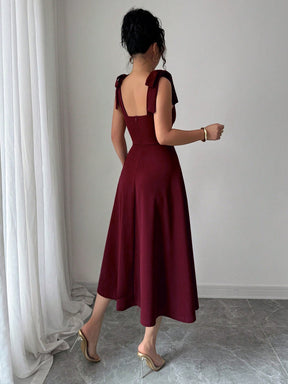 Vestido Elegante Decote Coração Com Saia A-Line