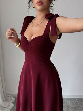 Vestido Elegante Decote Coração Com Saia A-Line
