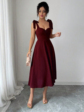 Vestido Elegante Decote Coração Com Saia A-Line