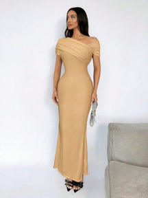 Vestido Longo Ombro A Ombro Justo Elegante Sofisticado