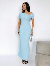 Vestido Longo Ombro A Ombro Justo Elegante Sofisticado