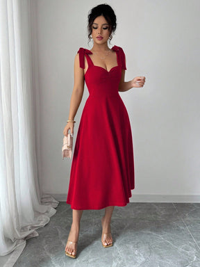 Vestido Elegante Decote Coração Com Saia A-Line