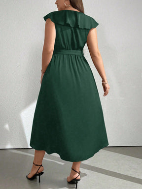 Vestido Midi Envelope Assimétrico Com Faixa