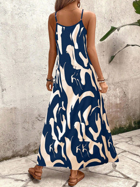 Vestido Longo Estampado Soltinho Com Alças Finas