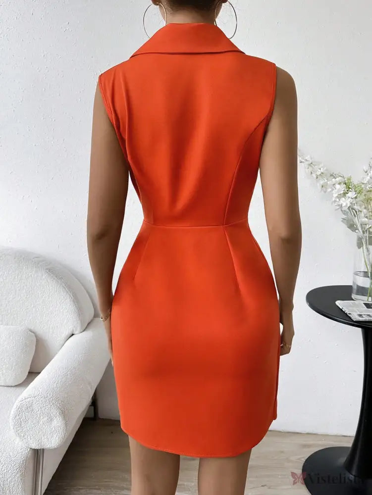 Vestido Blazer Curto Alfaiataria Com Botões Elegante Vestido Blazer Curto Alfaiataria Com Botões Elegante