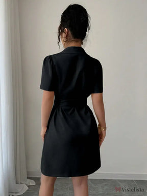 Vestido Blazer Curto Alfaiataria Com Cinto E Botões Vestido Blazer Curto Alfaiataria Com Cinto E Botões