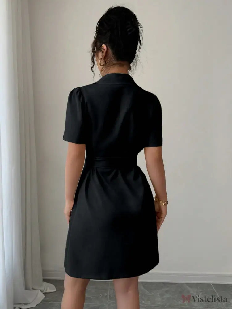 Vestido Blazer Curto Alfaiataria Com Cinto E Botões Vestido Blazer Curto Alfaiataria Com Cinto E Botões