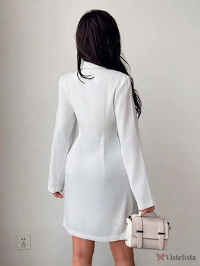 Vestido Blazer Curto Alfaiataria Manga Longa Com Botões Vestido Blazer Curto Alfaiataria Manga Longa Com Botões