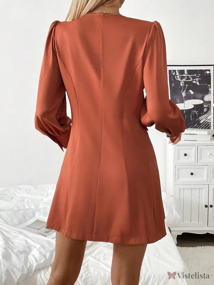 Vestido Blazer Curto Elegante Com Manga Bufante E Botões Vestido Blazer Curto Elegante Com Manga Bufante E Botões