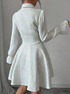 Vestido Blazer Curto Rodado Com Manga Longa E Botões Vestido Blazer Curto Rodado Com Manga Longa E Botões