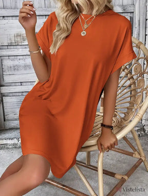 Vestido Curto Básico Verde Com Bolsos Laterais Vestido Curto Básico Verde Com Bolsos Laterais