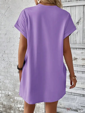 Vestido Curto Básico Verde Com Bolsos Laterais Vestido Curto Básico Verde Com Bolsos Laterais