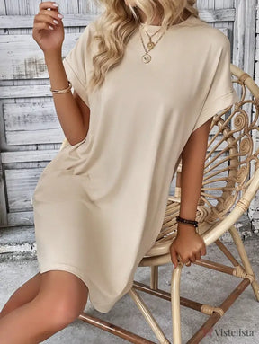 Vestido Curto Básico Verde Com Bolsos Laterais Vestido Curto Básico Verde Com Bolsos Laterais