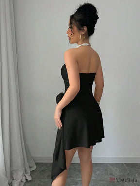 Vestido Curto Tomara Que Caia Assimétrico Com Flor Na Cintura Vestido Curto Tomara Que Caia Assimétrico Com Flor Na