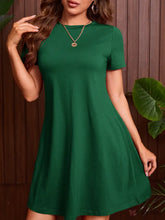 Vestido Curto Vermelho Básico Com Manga Curta Verde Escuro / PP Vestido Curto Vermelho Básico Com Manga Curta