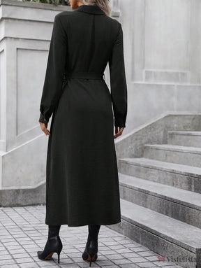 Vestido Longo Camisa Feminino Manga Longa Elegante Vestido Longo Camisa Feminino Manga Longa Elegante
