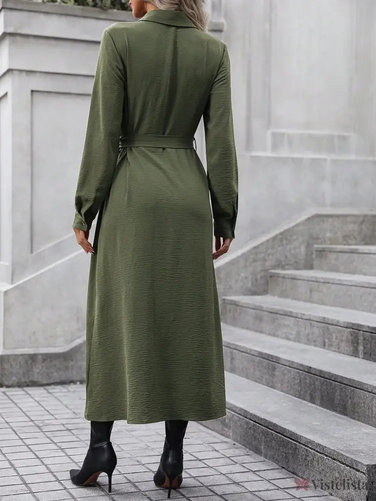 Vestido Longo Camisa Feminino Manga Longa Elegante Vestido Longo Camisa Feminino Manga Longa Elegante