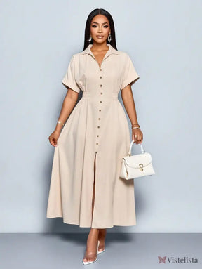 Vestido Longo Chemise Feminino Com Botões Frontais Damasco / PP Vestido Longo Chemise Feminino Com Botões Frontais