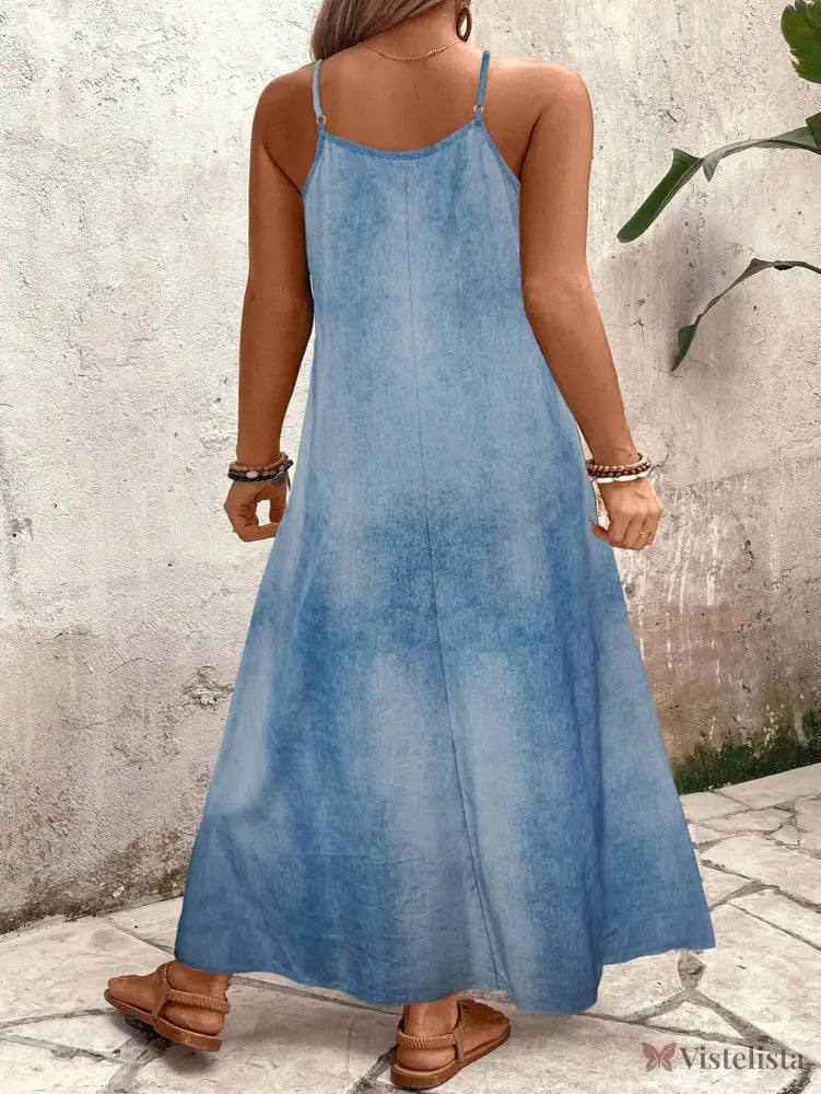 Vestido Longo Estampado Floral Alças Finas Estilo Boho Vestido Longo Estampado Floral Alças Finas Estilo Boho