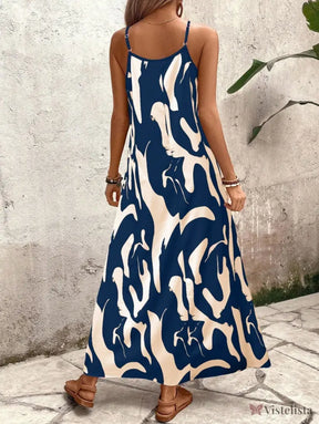 Vestido Longo Estampado Soltinho Com Alças Finas Vestido Longo Estampado Soltinho Com Alças Finas