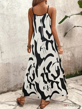 Vestido Longo Estampado Soltinho Com Alças Finas Vestido Longo Estampado Soltinho Com Alças Finas