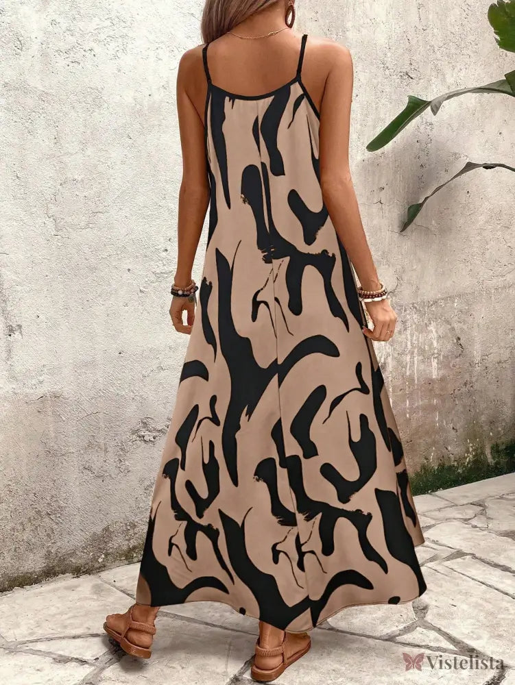 Vestido Longo Estampado Soltinho Com Alças Finas Vestido Longo Estampado Soltinho Com Alças Finas