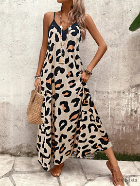 Vestido Longo Estampado Soltinho Com Alças Finas Vestido Longo Estampado Soltinho Com Alças Finas