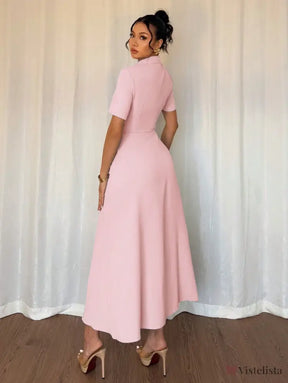 Vestido Longo Evasê Elegante Decote Transpassado Vestido Longo Evasê Elegante Decote Transpassado