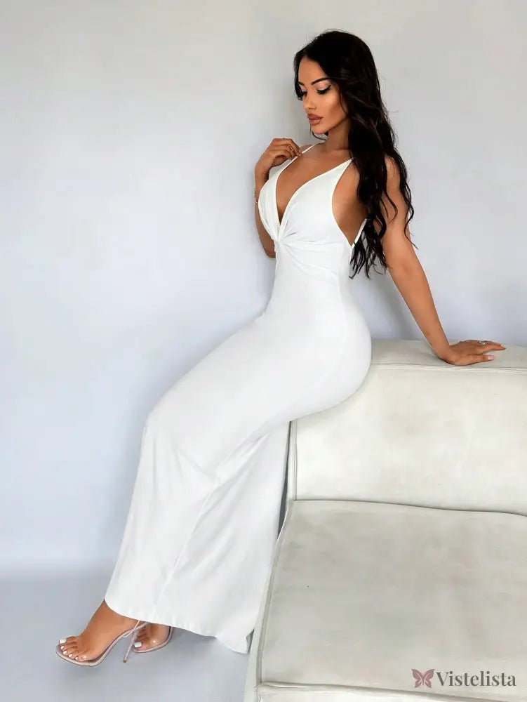 Vestido Longo Justo Elegante Decote Profundo Costas Abertas Vestido Longo Justo Elegante Decote Profundo Costas Abertas