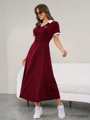Vestido Longo Minimalista Decote V Cintura Ajustada Vestido Longo Minimalista Decote V Cintura Ajustada