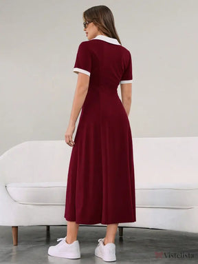 Vestido Longo Minimalista Decote V Cintura Ajustada Vestido Longo Minimalista Decote V Cintura Ajustada