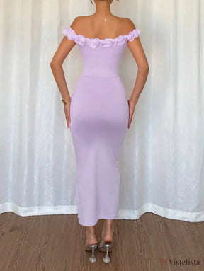Vestido Longo Ombro a Ombro Com Pérolas e Flores Vestido Longo Ombro a Ombro Com Pérolas e Flores