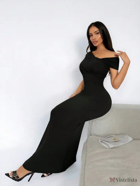 Vestido Longo Ombro A Ombro Justo Elegante Sofisticado Vestido Longo Ombro A Ombro Justo Elegante Sofisticado