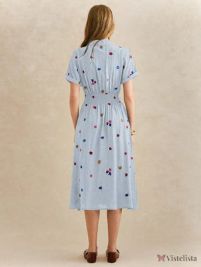 Vestido Midi Camisa Feminino Elegante Com Botões Vestido Midi Camisa Feminino Elegante Com Botões